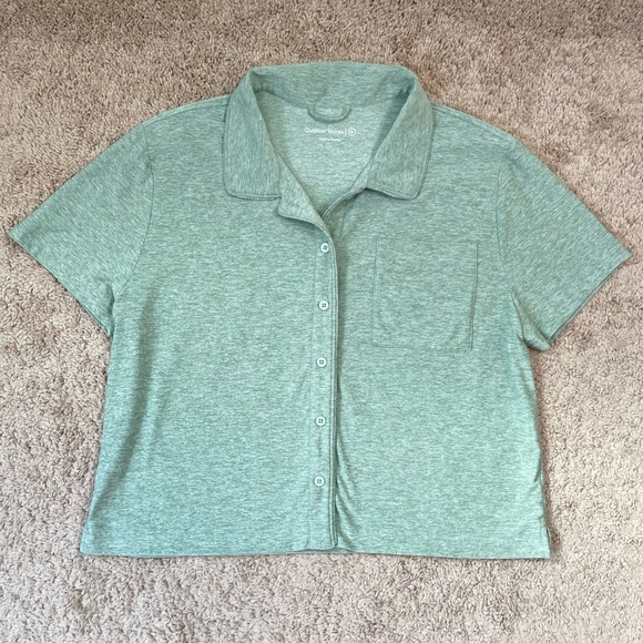 Outdoor Voices 2023 CloudKnit Recover Shortsleeve Button Front Top Size Medium - Picture 15 of 16
